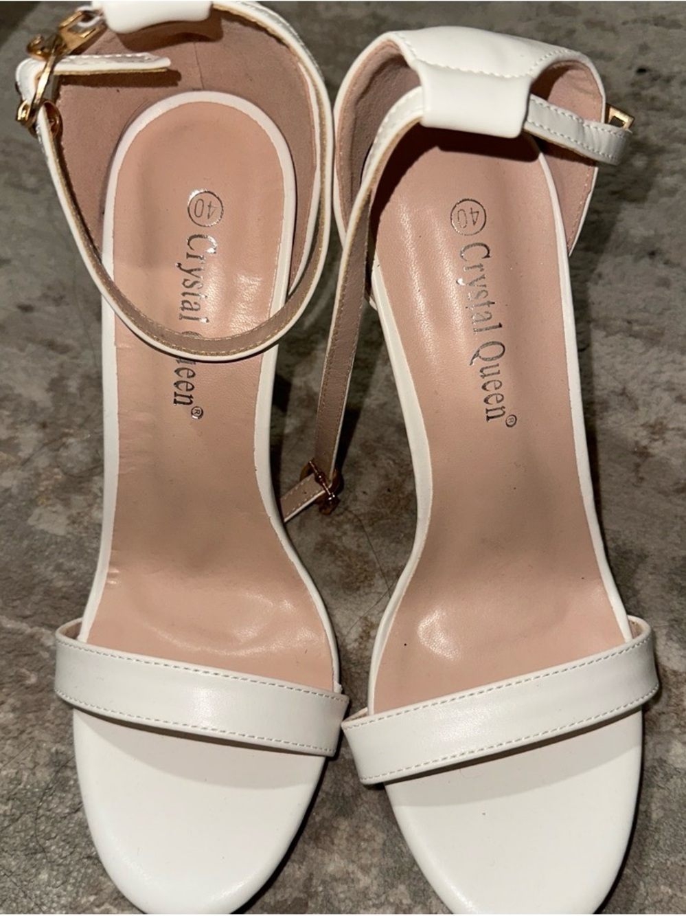 White Ankle-Strap Heels